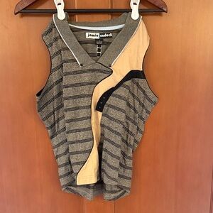 jamie sadock Gray Striped & Tan Mixed-Media Golf Tank